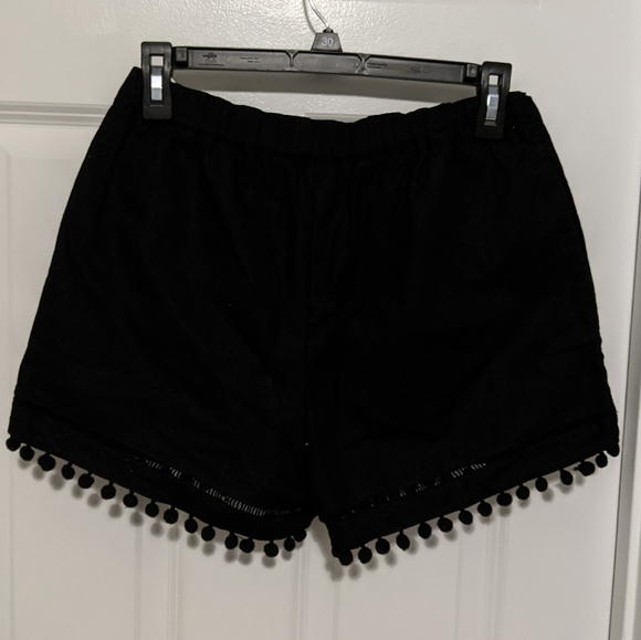 NEW Black Linen-Blend Pom Pom Pocket Shorts S - Picture 5 of 7